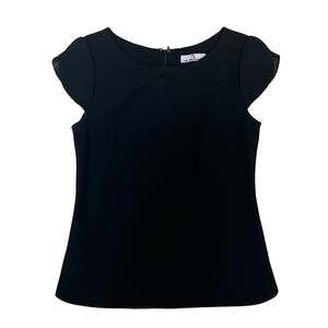 CK Bradley Women's Aurora Top Size Small Petal Sleeves Black Ponte Career Office